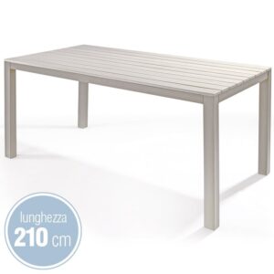 TAVOLO IN ACCIAIO VERNICIATO CON PIANO EFFETTO LEGNO